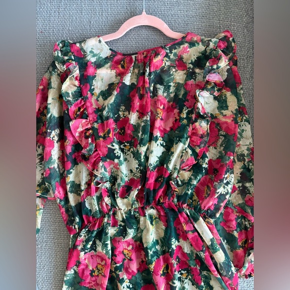 H&M Floral Green Ruffle Mini Dress – M – Excellent Condition - Picture 14 of 16